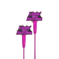 DCI in-Ear Headphones, Livin' The Dream Sentiment Earbuds, Purple Cord, 3.5mm Socket, Smartphone, Laptop, Tablet Compatible