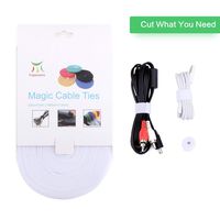 Roll Reusable Cord Organizer Keeper Holder, Fastening Cable Ties Straps for Earbud Headphones iPhone Wire Wrap Management, Hook and Loop Roll Cable Management ... (White)