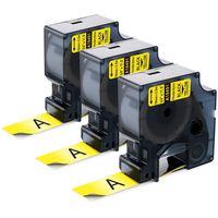 3 Pack Compatible DYMO 18491 Industrial 3/4 Inch Black on Yellow Flexible Nylon Label Tapes for DYMO Rhino 4200, 5200, 5000, 6000 Label Maker, 3/4'' x 11.5'