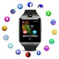 Padcod Q18 Smart Watch GSM 2G Network Calling/Bluetooth Calling Phone Watch with Camera Tracker Watch (Black + Black)