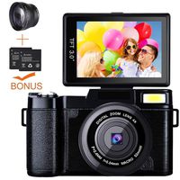 Digital Camera Camcorder, Weton Full HD 1080P 24.0MP Video Camera 3.0 Inch Flip Screen Vlogging Camera Camcorder with Retractable Flashlight for YouTube (Two Batteries Included)
