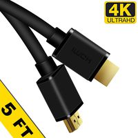 High-Speed HDMI to HDMI Cable 4K / 60Hz 2.0, 18Gbps UHD Deluxe Digital Cord Gold-Plated Port 5 Feet for HDTV Monitor Video Connector DP to Adapter 1-Pack