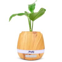 Mugig Music Flower Pot, Smart Touch Plant Speaker, with Colorful Night Light, Portable Bluetooth Speaker, 12hours Play Time-Wooden