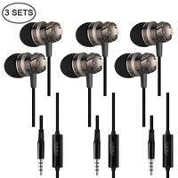 3 Packs Earbud Headphones with Remote & Microphone, SourceTon In Ear Earphone Stereo Sound Noise Isolating Tangle Free for iOS and Android Smartphones, Laptops, Gaming, Fits All 3.5mm Interface Device