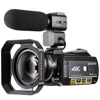 4K Camcorder Video Camera ORDRO HD 1080P 60FPS Vlog Camera Recorder IR Night Vision and WiFi Camcorder with Microphone, Wide Angle Lens, Lens Hood and 2 Batteries