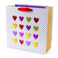 Hallmark Signature 10" Large Gift Bag (Multicolor Hearts, Gold Glitter) for Anniversary, Valentines Day, Galentines Day, Bridal Showers, Mothers Day, Birthdays or Any Occasion
