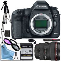 Canon EOS 5D Mark III Body with Canon EF 24-105mm f/4L IS USM Lens, Full Size Tripod, 3Pc 16GB SDHC Class 10 Memory Card, Table Top Tripod, Lens Cleaning Kit and LCD Screen Protector