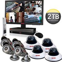 Revo America Professional 16 CH DVR with 2 TB HDD and 21" Monitor 4x 600 TVL 80' Night Vision Indoor Dome, 4x 600 TVL 80' Night Vision Indoor / Outdoor Bullets