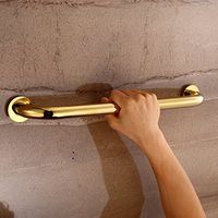 YUTU JFS02 Gold Brass Grab Bar 17.7 Inches Antique Radian Angle Grab Holder Safety Shower Bathroom Shelf