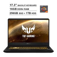 2019 ASUS TUF 17.3 Inch FHD 1080p Gaming Laptop (AMD Ryzen 7 3750H up to 4.0 GHz, 16GB DDR4 RAM, 256GB SSD (Boot) + 1TB HDD, GeForce GTX 1650 4GB, Backlit KB, WiFi, Bluetooth, HDMI, Windows 10)