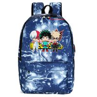 My Hero Academia Collage Bag Travel Laptop Backpack with USB Charging Port and Lockstitch