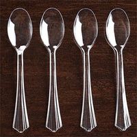 Efavormart 125 Pieces - 7" Dapper Clear Chambury Plastic Disposable Spoon