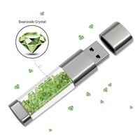 D-CLICK TM Bling Bling Jewelry Crystal USB 3.0 Super Speed Flash Drive for Girls (64GB, Green)