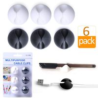 Cable Clips Organizer Holder Desk(3 Black+3 White),Wire Clips Desktop,Cable Holder Desktop,Wire Holder for Table,Car,Computer,Charging Cable,USB Cable,Mouse,Headphone,Office,Cubicle,ect.(6 Pack)