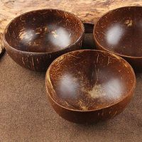 WWSHM Natural Coconut Bowl Decoration Fruit Salad Noodle Rice Bowl Wooden Fruit Bowl Handicraft Decoration Creative Coconut Shell Bowl