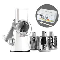 Cambom Manual Rotary Cheese Graters - FDA Certification - Round Mandoline Slicer Cheese Shredder Vegetable Slicer Walnuts Grinder with Strong-Hold Suction Cup Base and Cleaning Brush