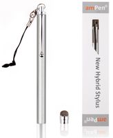 Stylus, amPen Hybrid Stylus (Silver) for iPad Air, iPad Pro, iPad 2/3/4, iPad Mini 2/4, iPhone 6 Plus/6, Nexus 5x/6P, Galaxy Tab S2/E/A/8.0, Galaxy S6 Edge/S6/S5 (Interchangeable Hybrid Tip Feature)