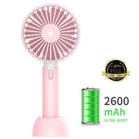 Portable Mini Fan, Handheld Fan Rechargeable USB Fan 3 Speeds Adjustable 2600mAh Large Capacity Battery Strong Wind Cooling Fan for Home Office Outdoor Activities - Pink