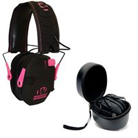 Walkers Razor Slim Electronic Shooting Hearing Protection Muff (Sound Amplification and Suppression) with Protective Case, Black/Pink