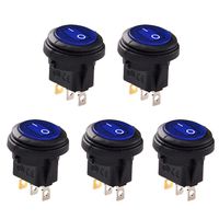 MeiBoAll 5PCS LED Round12V 3-Pin On/Off Rocker Switch Waterproof Auto Boat SPST,Blue