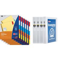 Avery Big Tab Insertable Dividers, Buff Paper, 5-Tab Set, Multicolor, Multi Pack of 6 Sets with 1" Round Rings, 175-Sheet Capacity, White, Multi Pack of 4