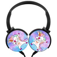 Rainbow Dab Horse Dabbing Dance Wired Headphones Headsets Customized Foldable Over Ear for Boys Girls Black