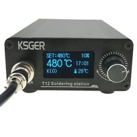 KSGER T12 Soldering Iron Station OLED DIY Kits STM32 V2.0 Temperature Controller Electronic Welding Iron Tips Handle Aluminum Alloy Case Power Equipments 110V T12-K D16 JL02 Sting