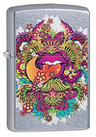 Zippo Psychedelic Lip Design Street Chrome Pocket Lighter, Street Chrome Psychedelic, One Size