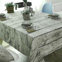 CONMING Retro Wood Stripe Classsic Dustproof Tablecloth Linen Vintage Printed Comfortable Cotton-flax Fabric Large Table Covers For Dining Room/Kitchen/Party/Restaurant Decoration (XL)