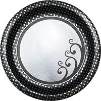 Creative Converting 8 Count Chic Wedding Cake Foil Paper Lunch Plates, 7", Gray