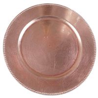Tiger Chef Round Charger Plates Pink Beaded Dinner Chargers - 13-inch Rose Wedding Charger Plates (2 Pack)