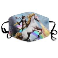Hateone Unisex Unique Mouth Mask - Rainbow Unicorn Cat Knight Polyester Anti-dust Masks - Fashion Washed Reusable Face Mask for Outdoor Cycling