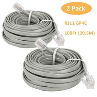 Uvital 100 Feet Telephone Landline Extension Cord Cable Line Wire with Standard RJ-11 6P4C Plugs(Grey 30.5M,2Pack)