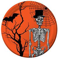 Creative Converting 416861 8 Count Paper Dessert Plates, Spooky Scenes, Orange/Black