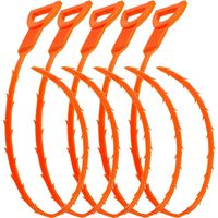 AUSAYE 5 Pack 25 Inch Sink Snake Drain Clog Remover Cleaner Drain Auger Hair Cather Shower Drain Cleaning Tool