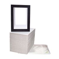 Golden State Art, Acid-Free Pre-Cut 8x10 Black Picture Mat Sets. Includes Pack of 100 White Core Bevel Cut Mats for 5x7 Photos, 100 Backing Boards and 100 Crystal Clear Plastic Sleeves Bags