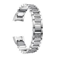 for Fitbit Charge 2 Bands Silver, Aottom Fitbit Charge 2 Band Glitter for Women Men Stainless Steel Replacement Band Metal Bracelet Wristband for Fitbit Charge 2 Fitness Accessories, Silver