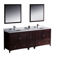 Fresca Bath FVN20-361236MH Oxford 84" Double Sink Vanity with Side Cabinet, Mahogany