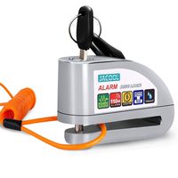 JACOOL 110dbB Motorcycle Alarm Disc Brake Lock, Anti Theft Motorcycle Wheel Padlock Waterproof Alarm Disc Lock with 5ft Reminder Cable for Bike Motorbike Scooter Honda Yamaha Harley BMW