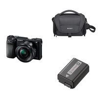 Sony Alpha a6000 Mirrorless Digital Camera with 16-50mm Power Zoom Lens & Soft Carrying Case for Cyber-Shot and Alpha NEX Cameras (Black) Lithium-Ion 1020mAh Rechargeable Battery