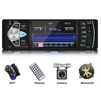 Podofo Bluetooth Car Stereo Receiver 4.1 Inch Screen Car Audio FM Radio MP3 MP4 Player Hands-Free Calling Built-in Microphone TF USB Aux-in with Wireless Remote Control, Rear View Camera