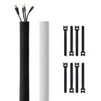 Kootek 118-Inch Cable Management Sleeves with Cable Ties, Neoprene Cable Organizer Cord Cover Wire Hider for TV Computer Office Theater (Black, Small)