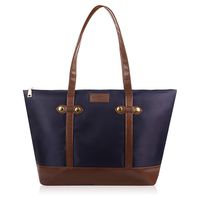 ZoneFoker Laptop Tote Bag,Fits 15.6-17 Inch Laptop,Womens Lightweight Water Resistant Nylon Shoulder Bag Tote Bag (Navy Blue)