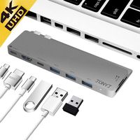 Thunderbolt 3 USB C Hub, JONYJ 8-in-1 Type C Hub MAC Pro Adapter Dongle for 2016/2017 MacBook Pro 13"&15", USB-C Adapter with 4K HDMI, 3 USB 3.0 Ports, USB-C Port, SD/TF Card Reader, PD Charger Port