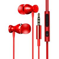 Wired in-Ear Headphones, Magnetic Microphones Earphones Noise Isolating Workout Running Commute Gaming Tangle Free Earbuds with MIC & in-line Volume Control for 3.5mm Jack Phones/Tablets (Red)