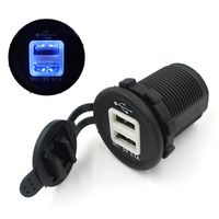 GCD Waterproof Dual 2 USB Outlet Output DC 5V- 3.1A Port Socket Charger Power Adapter 12V for Car Boat Motorcycle (Blue)