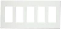 Leviton 80321-SW 5-Gang Decora Plus Screwless Snap-On Wallplate, White