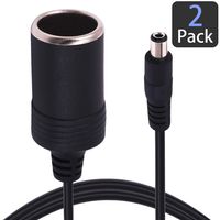 Yeebline Cigarette Lighter Power Supply Cable, 2-Pack Car Cigarette Lighter Female Socket to DC 5.5mm x 2.1mm Plug Jack Adapter (Female Cigarette Lighter to DC)