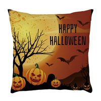 (45x 45 cm) Throw Pillow Covers,Happy Halloween Ghosts Decoration Pillow Case Holiday Home Decor Linen 2 Sides Printed Zipper Cushion Pillowcase