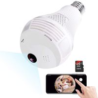 Light Bulb Camera,Include 16GB Card 1080P WiFi Security Camera, 2MP Wireles IP LED Cam,360 Degrees Panoramic VR Indoor/Outdoor Home Surveillance Cameras,Motion Detection/Night Vision/Alarm
